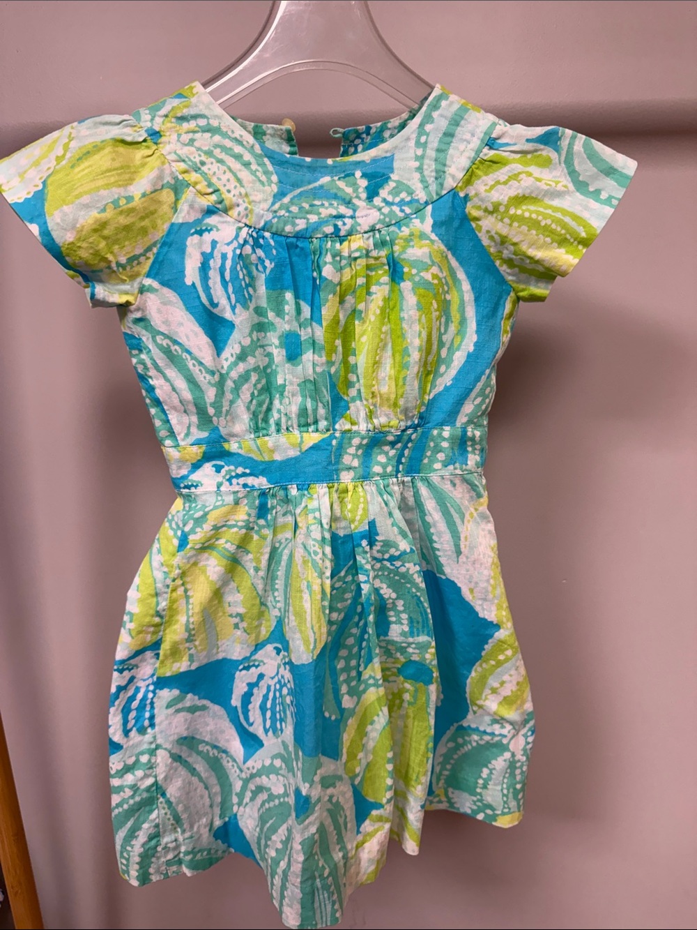 Lilly Pulitzer Lula Sea Urchin Aqua & Lime Print Cotton Dress